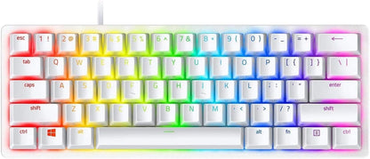 Razer Huntsman Mini (Purple Switch) - Compact 60% Gaming Keyboard (Clicking Optical Switches, Doubleshot PBT Keycaps, Removable USB-C Cable) QWERTY US Layout | Mercury White