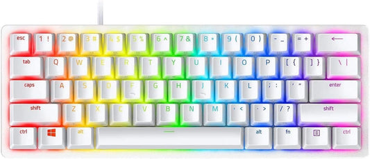 Razer Huntsman Mini (Purple Switch) - Compact 60% Gaming Keyboard (Clicking Optical Switches, Doubleshot PBT Keycaps, Removable USB-C Cable) QWERTY US Layout | Mercury White
