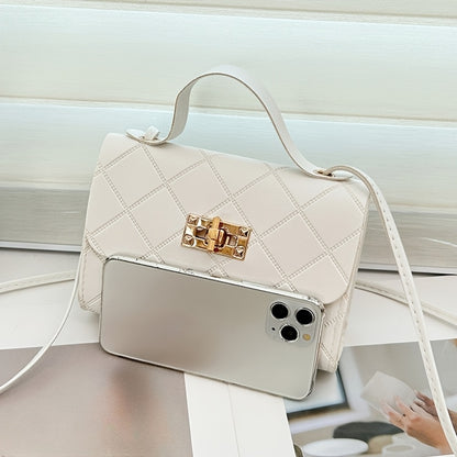 A Minimalist Striped Small Square Bag, Crossbody Style, with a Turn-Lock Closure, Perfect for Commuting, Shopping, And Leisure. an Ideal Gift for During Holidays, Suitable for Couple Trips, Work, Office Use, Balls, Parties, W