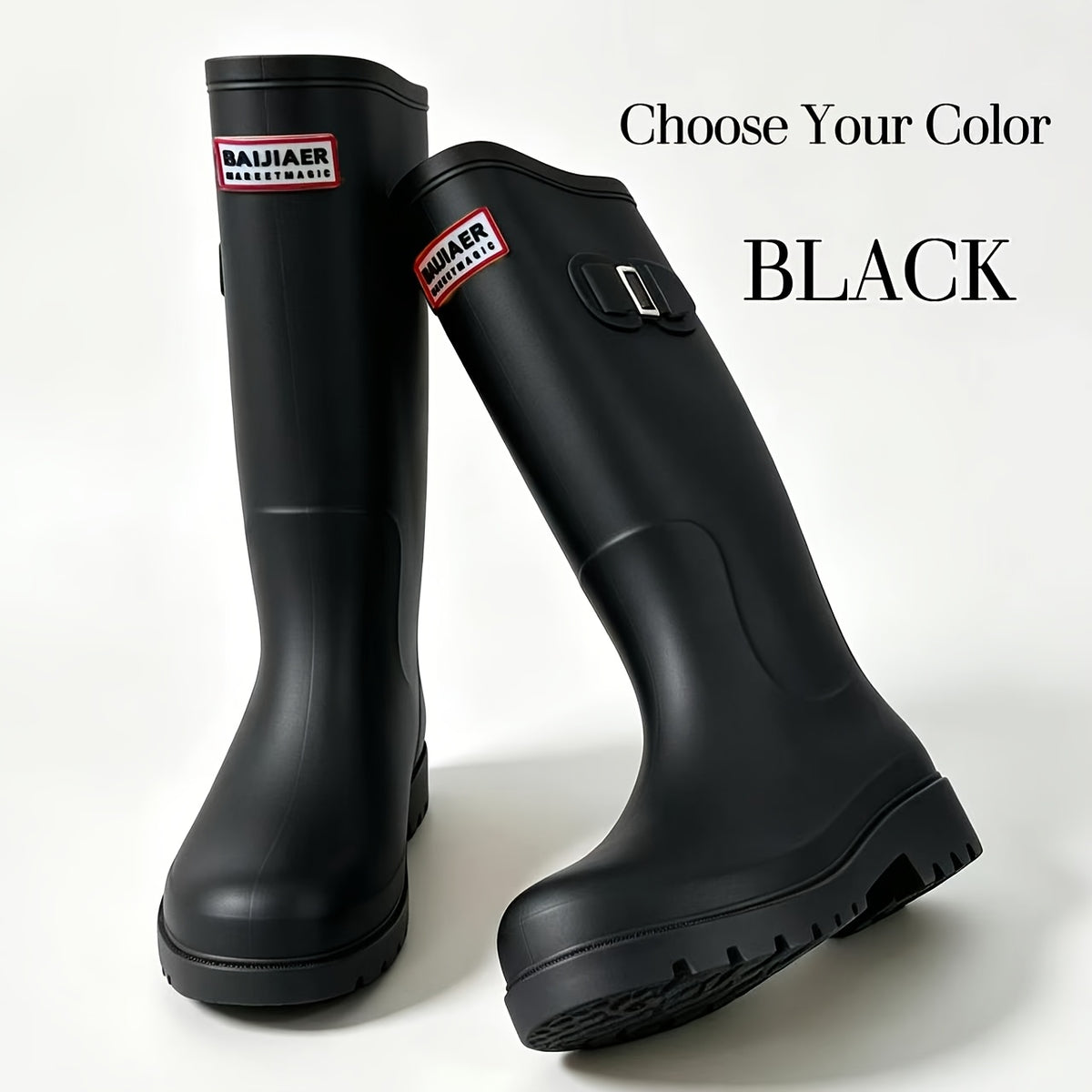 Unisex High-Top Rubber Rain Boots Lightweight Slip-Resistant