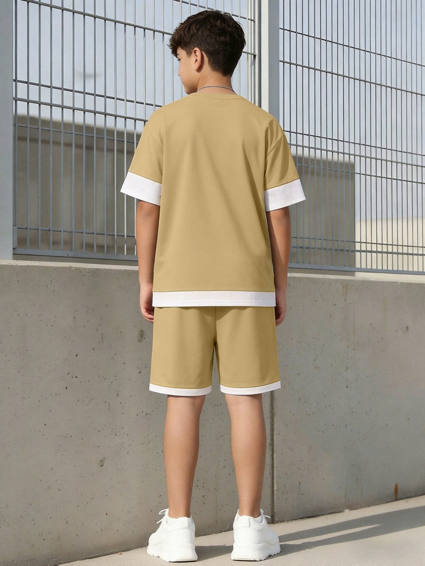 Teen Boys Summer Casual Athletic 2-Piece Set with Letter Print