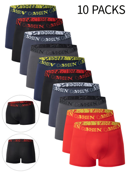 Men's 10-Pack Breathable Boxer Briefs with Stretch Fabric