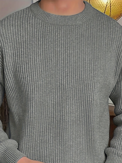 Տղամարդկանց պարզ, նորաձև միագույն երկար թևքով սվիտեր՝ հարմար աշնանային և ձմեռային սեզոնի համար, բազմակողմանի տրիկոտաժե վերնաշապիկ