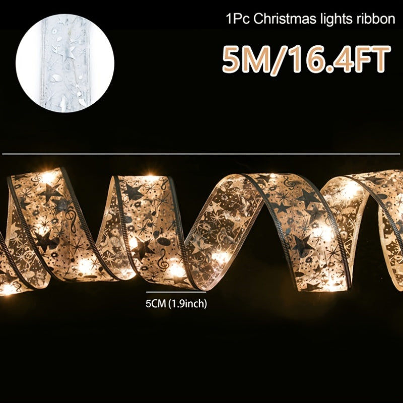 Ribbon Fairy Light Christmas Decoration Christmas Tree Ornaments For Home 2022 Bows String Lights Navidad Natal New Year 2023