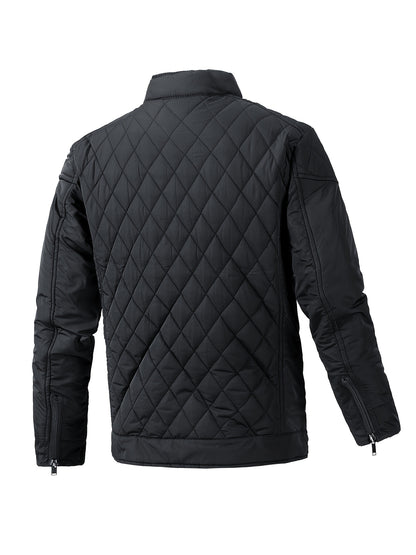 Men's Lightweight Padded Jacket with Stand Collar - Slim Fit