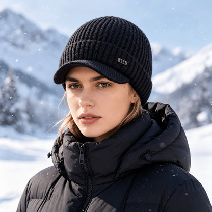 Unisex Warm Knit Baseball Cap with Ear Protection for Fall Winter