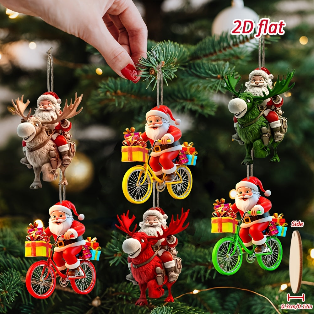 2D Flat, [2D Flat] 6pcs/12pcs Stylish Santa Claus Wooden Hanging Ornaments, Christmas Decoration Set, 2D Wooden Wall Art, New Year Gift Home Décor, Trendy Holiday Party Accessories for Tree, Garden, House & Backpack – Perf