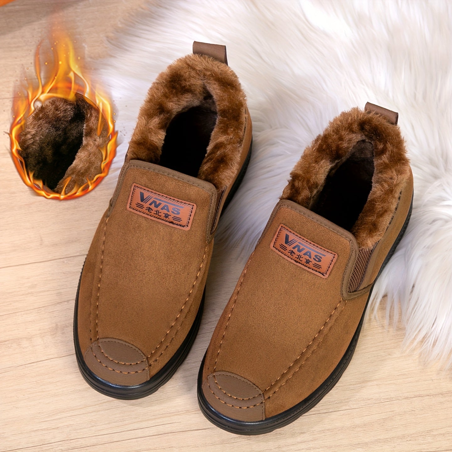 Men's Winter Thermal Slip-On Sneakers - Warm Low-Top Casual Shoes with Sole, All-Fabric Upper for, Outdoor & Daily Wear | Cold Weather Footwear (Autumn/Winter) | Suitable for Men