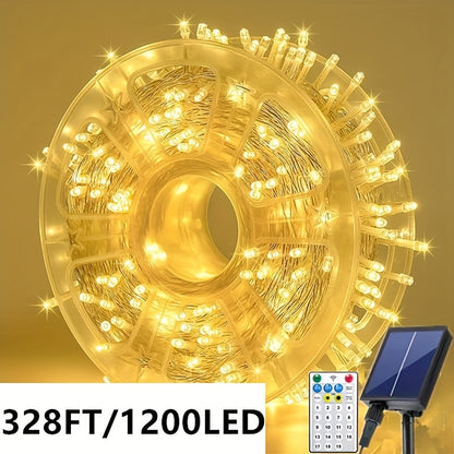 Solar Remote Control 19 Modes Outdoor Festival Party Decorations Garden Corridor Decoration Christmas Halloween Lights Wedding Proposal Scene New Year Decoration