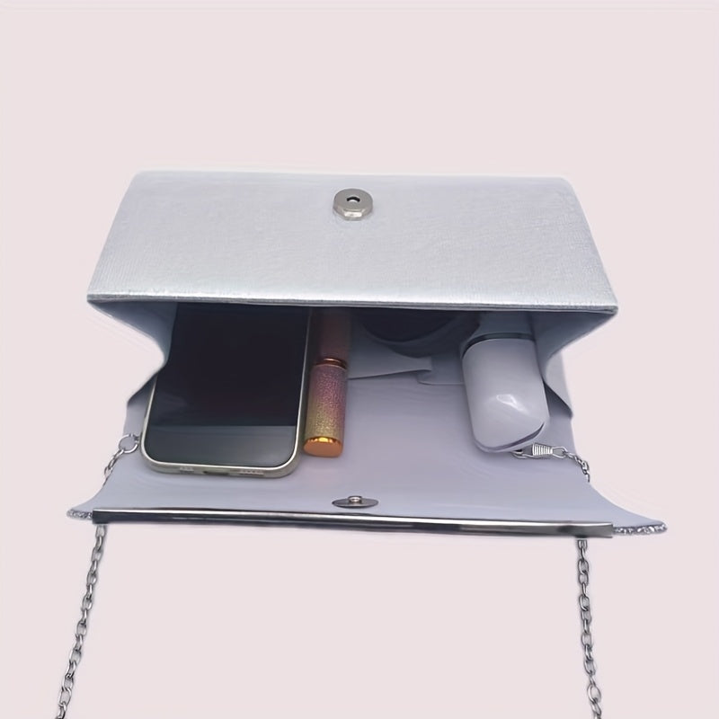 Էլեգանտ կանացի կլաչ, փայլուն փայլերով երեկոյան պայուսակ, հարսանեկան երեկույթի պայուսակ, իդեալական է պարահանդեսների, երեկույթների և հարսանիքների համար՝ շքեղ երեկույթի աքսեսուար