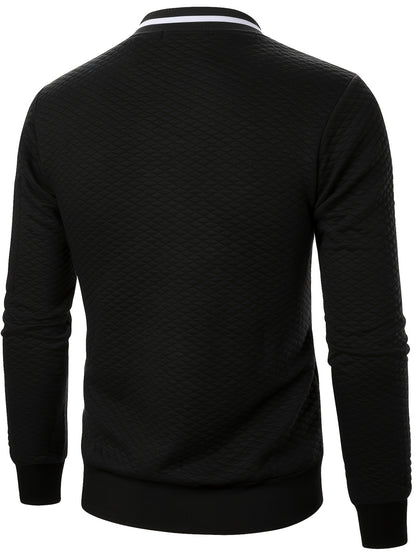 Men's Casual Full Zip Bomber Jacket, Warm Comfy Blouson Jacket For Autumn And Winter Outdoor Activity