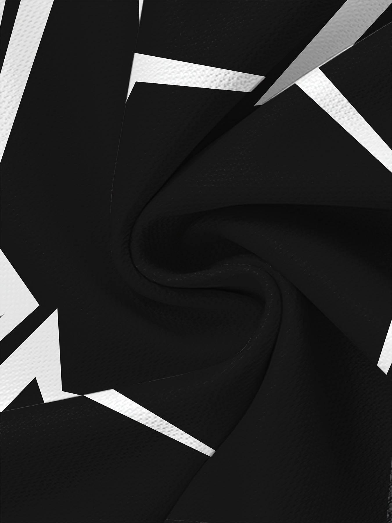 Men'S 3D Printed Short Sleeve T-Shirt - Stylish Black and White Geometric Design, Lightweight Polyester Fabric, Regular Fit Crew Neck for Casual Wear, Modern Apparel   Geometric Pattern Shirt   Lightweight Tshirt