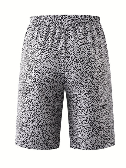 Plus Size Women's Lightweight Beach Shorts - Casual Blue and White Floral Print, Drawstring Waist, Polyester, Machine Washable, Knee-Length with Pockets