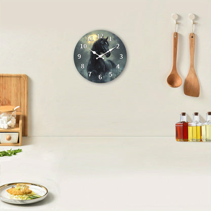 1pc, Wooden Wall Clock, Animal Theme - Majestic Horse Pattern Design, Silent Clock, Suitable for Living Room, Bedroom, Kitchen, Office Decoration, Modern Home Decor, Ideal Birthday, Holiday, New Year Gift (AA Battery Not Incl