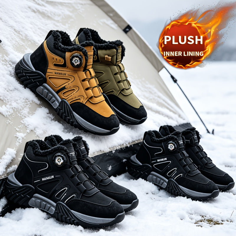 Men's Winter Riding Boots Mid-Top Cold-Proof Hiking Shoes