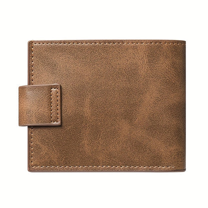 Men's Short Wallet with Magnetic Closure, PU Leather Bill Holder, Travel Document Pouch, Everyday Use Card Holder, Unisex Coin Purse