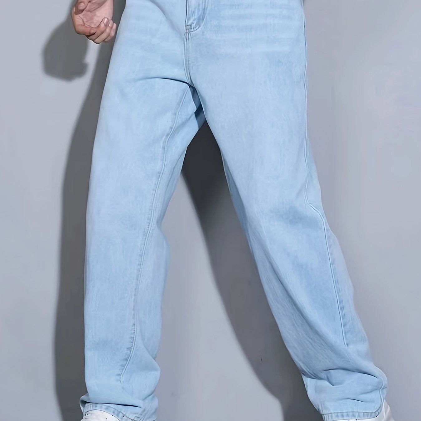 Men's Slim Fit Blue Jeans - All-Season, Non-Stretch Denim, Mid-Rise, Zip Closure, Casual Streetwear Style, Machine Washable, Yearround Wear|Sleek Jeans|Glossy Finish