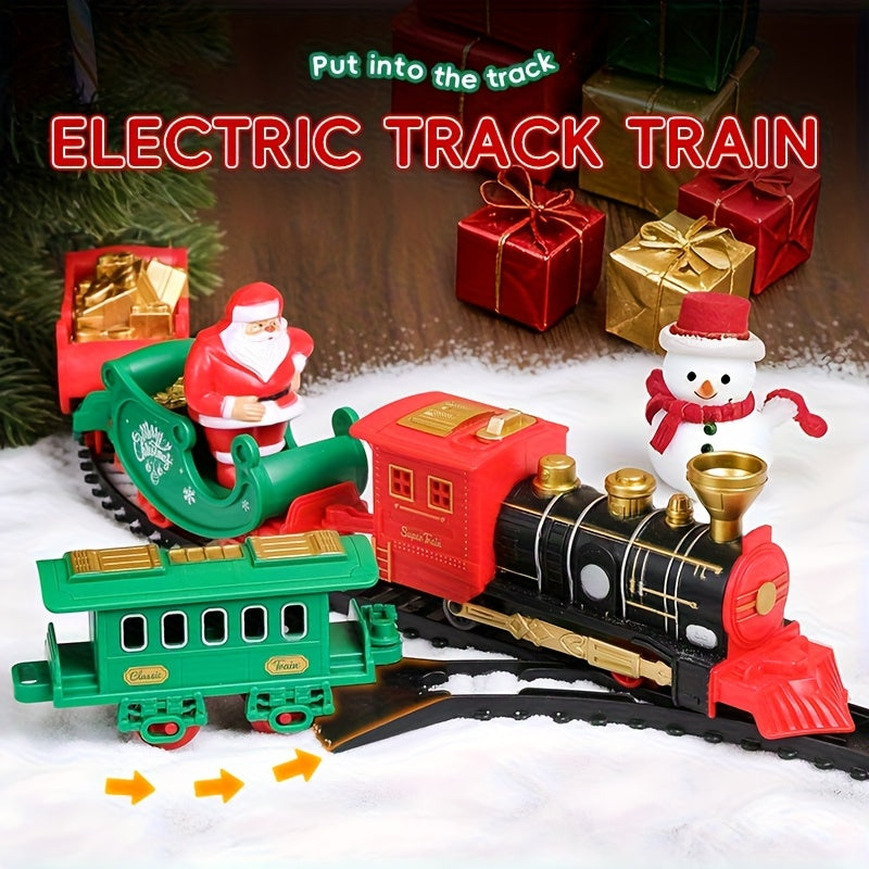 Electric Christmas Train Set | Hanging Christmas Tree Decoration, Indoor & Outdoor Use, Battery Powered, Weather Resistant, Suitable for Children, Red, Green - QWK Brand