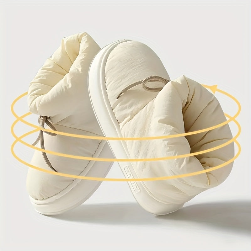 Տղամարդկանց և կանանց ձմեռային կոշիկներ՝ փափուկ աստառով, փափուկ գործվածքից պատրաստված վերին մասով և EVA ներբանով, կլոր քթով կարճ կոշիկներ՝ ներսի/դրսի համար, ունիսեքս առօրյա կոշիկներ՝ սև/մոխրագույն/մուգ կապույտ գույներով - All-Season Com