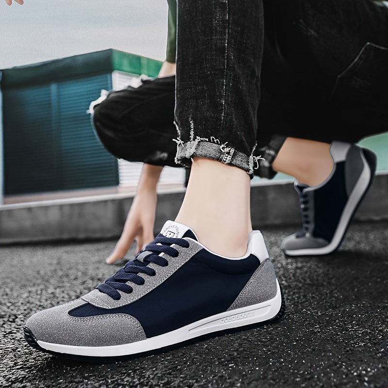 Men'S Casual Sneakers - Navy & Gray, Breathable, Anti-Sweat, Soft Sole, Durable, Lace-Up Design, All-Season Comfort, Outdoor & Casual Wear, Casual Footwear | Modern Casual Sneakers | Comfortable Footwear