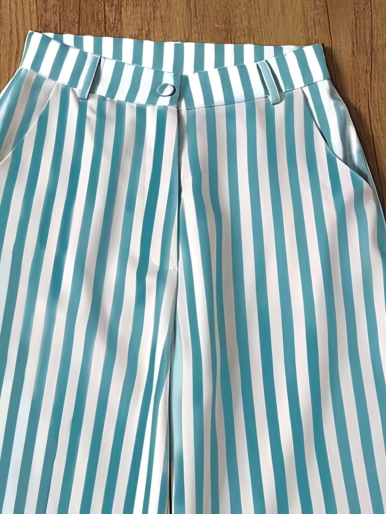 Women's High-Waist Vertical Stripe Wide-Leg Pants for Spring