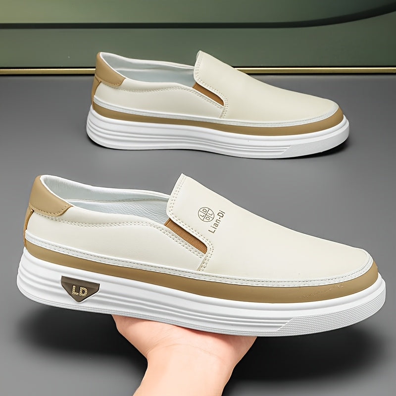Men's Casual Slip-On Shoes - Lightweight PU, All-Season Comfort