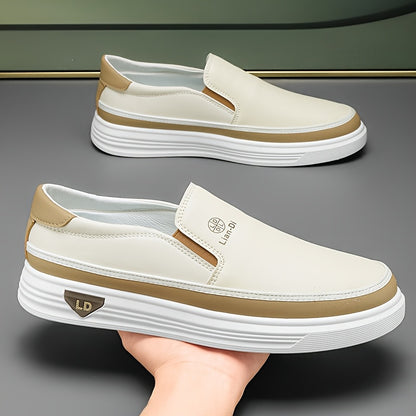 Men's Casual Slip-On Shoes - Lightweight PU, All-Season Comfort