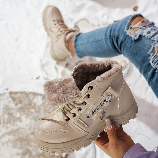 Women'S Winter Snow Boots - Warm Lined, Non-Slip, High-Top Outdoor Casual Shoes with Ribbed Cushioning, Black, Perfect for Cold Weather Activities, Winter Footwear | Stylish Winter Boots | Durable Footwear
