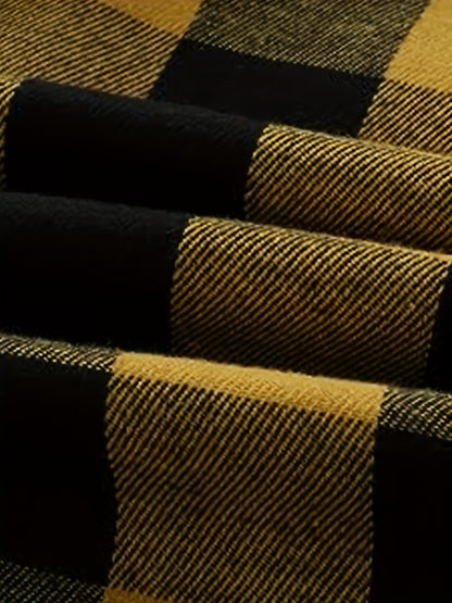 Տղամարդկանց համար նախատեսված շոտլանդական վերարկու, երկար թևքերով, պատահական, կոճակներով, գլխարկով վերնաշապիկ, բաճկոն