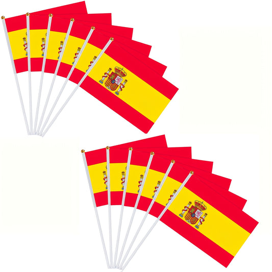 Spanish Handheld Flags 6 or 12-Pack for Sports & Party Decor - ayq