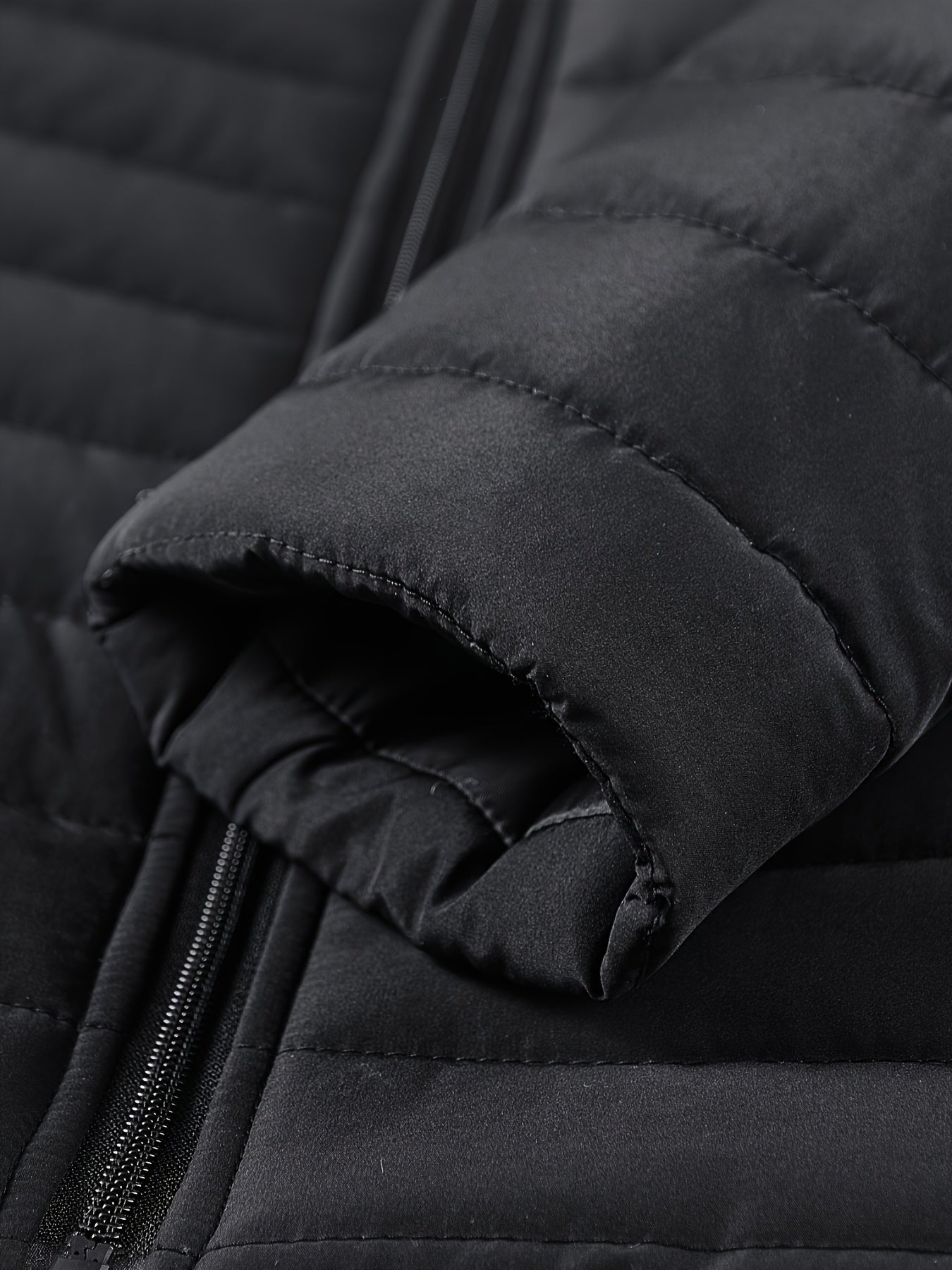 Lightweight Black Quilted Jacket for Men, Featuring a Fashionable Collar And a, Available in Plus Sizes - ayq