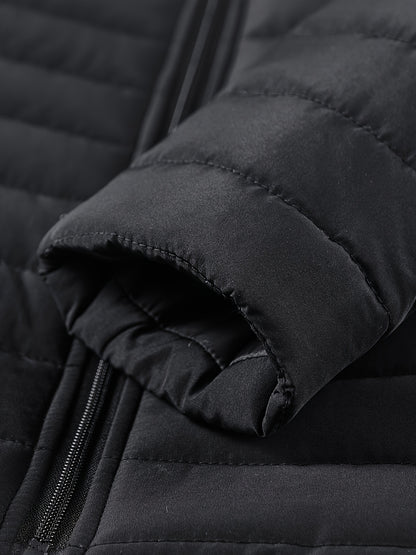 Lightweight Black Quilted Jacket for Men, Featuring a Fashionable Collar And a, Available in Plus Sizes - ayq