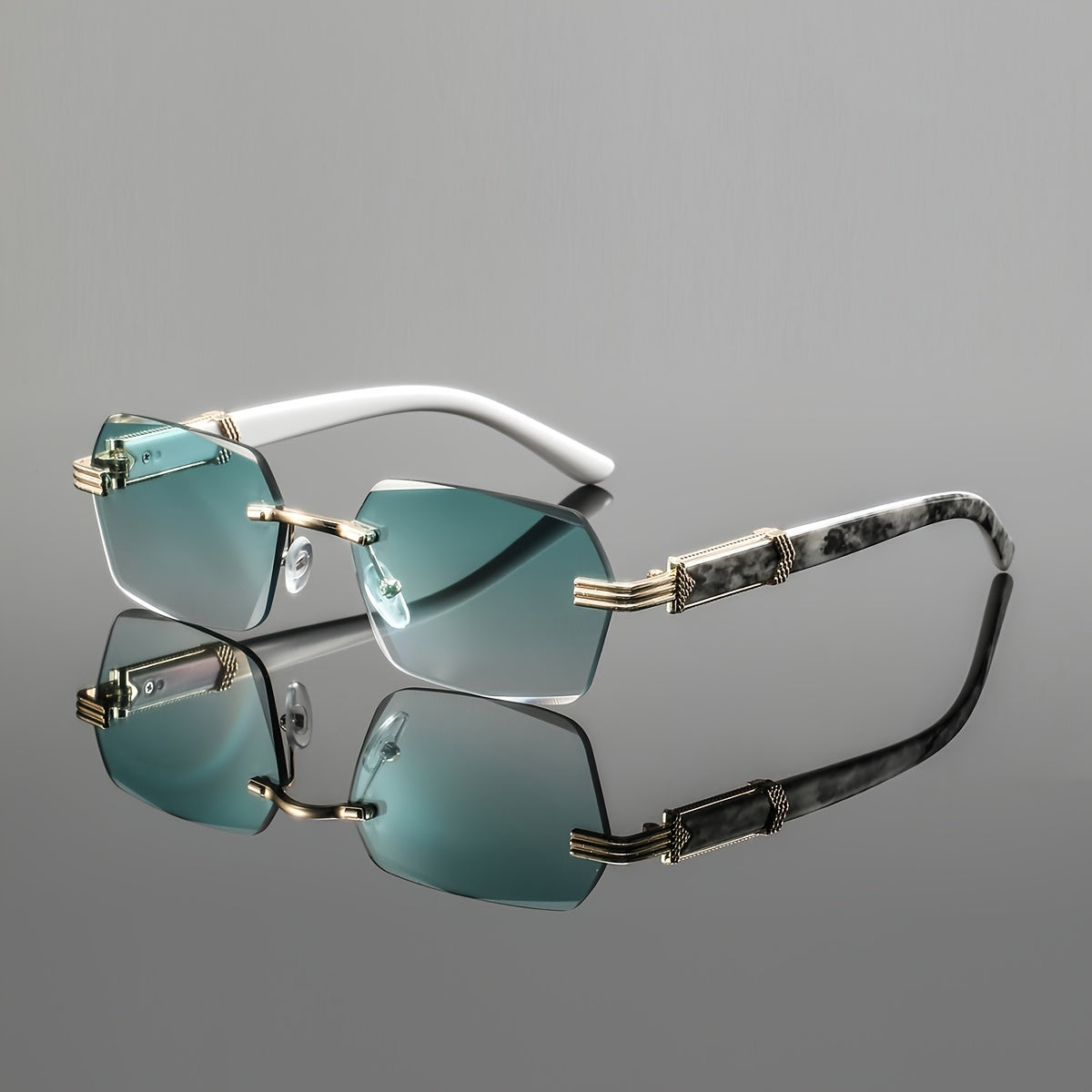 Men's Lightweight Metal Rimless Square Eyeglass Frames