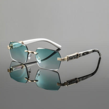 Men's Lightweight Metal Rimless Square Eyeglass Frames