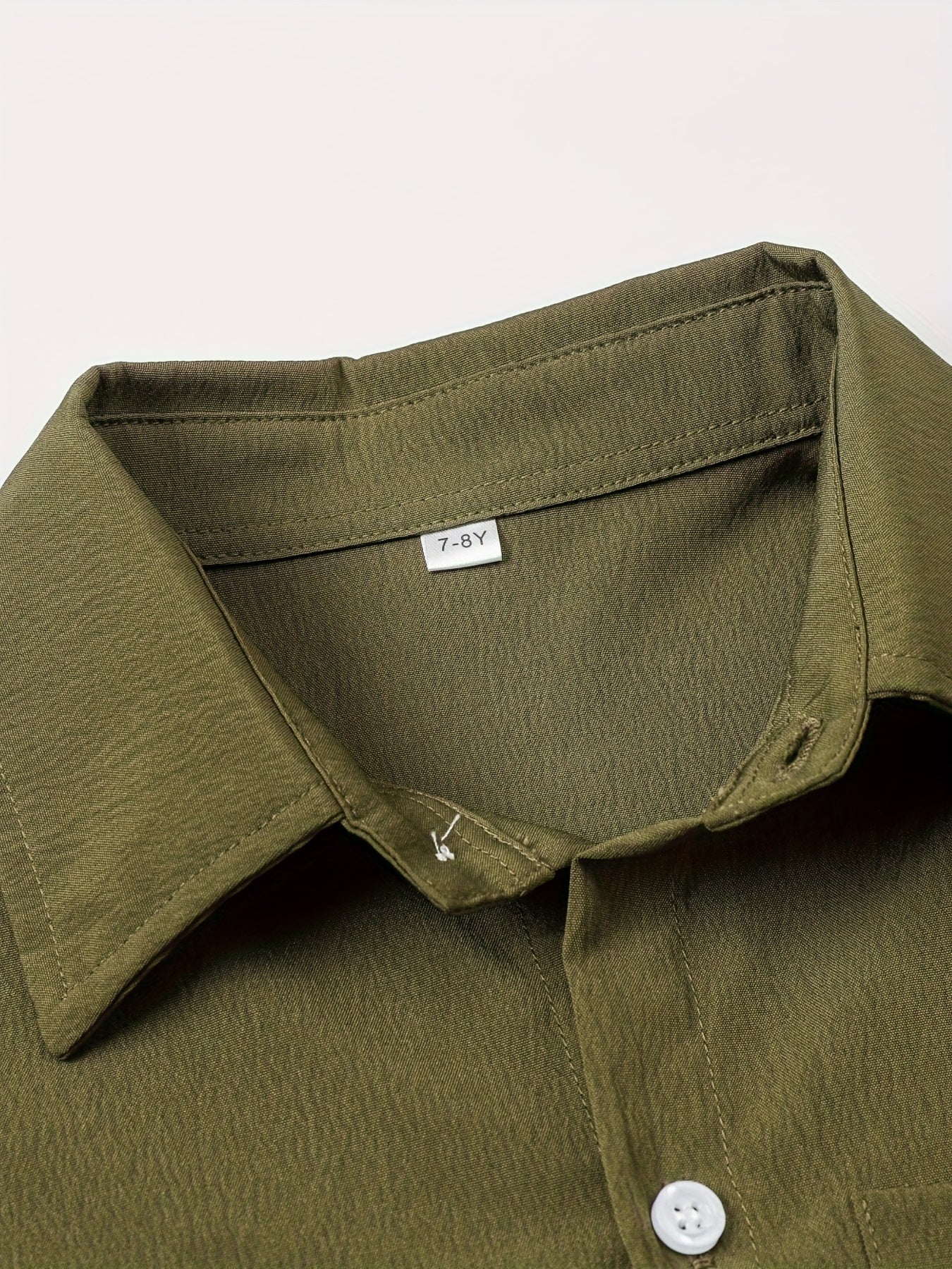 Boys' Casual Short Sleeve Solid Color Shirt with Stretch Fabric