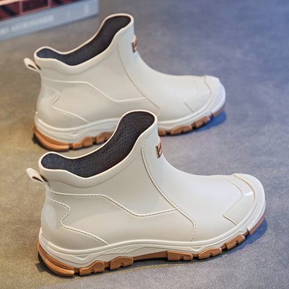 Men's Outdoor Waterproof PU Rain Boots with Rubber Sole
