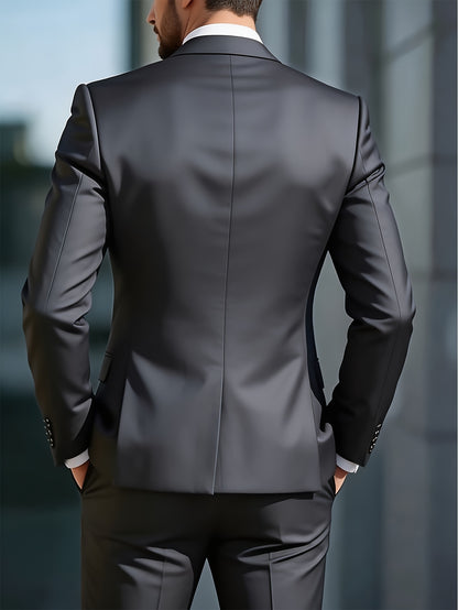 Men's Slim Fit Two-Button Suit Set with Notch Lapel
