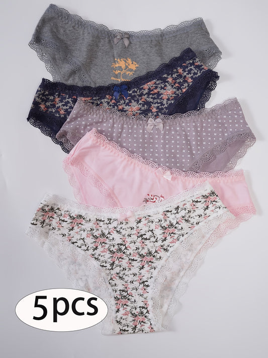 5-Pack Women's Cotton Briefs, Soft, Breathable Mid-Rise Panties - ayq