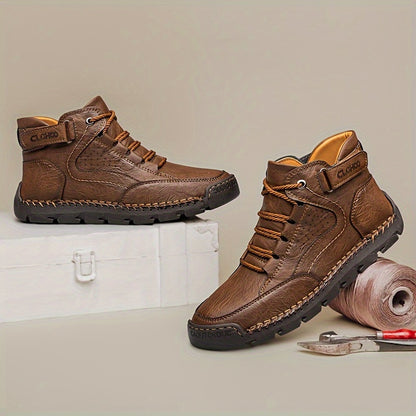 Men's Casual Lace-Up Ankle Boots with Rubber Sole