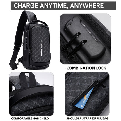 Elegant Black Crossbody Bag with Adjustable Strap, Anti-Theft Zipper Closure, and Polyester Lining - Stylish Chest Bag for Men and Women, Secure Travel Bag Patterned Chest Bag Durable Zipper Closure