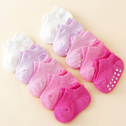 10 Pairs of Solid Color Spring And Summer Non-Slip Gel Boat Socks