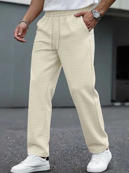Men's Casual Knit Trousers with Elastic Waist and Pockets