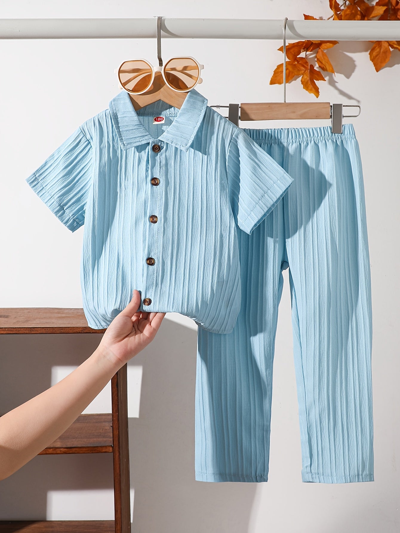 Boys' Casual Short-Sleeve Shirt and Trousers Set for Spring/Summer