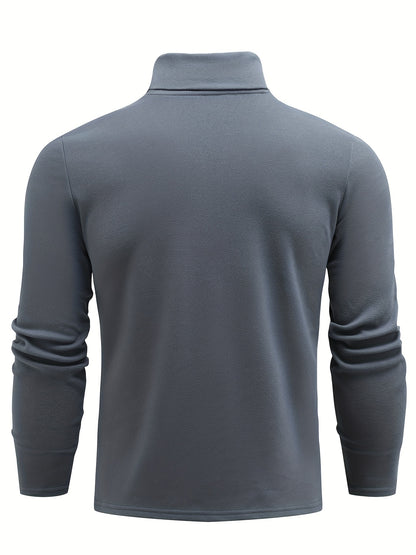 Casual Solid Men's Autumn And Winter Turtleneck Long-sleeved Fit T-shirt