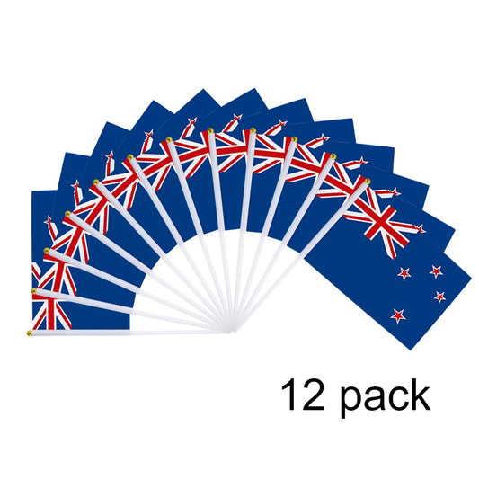 12 Pack New Zealand Mini Handheld Flags for Parties & Sports - ayq