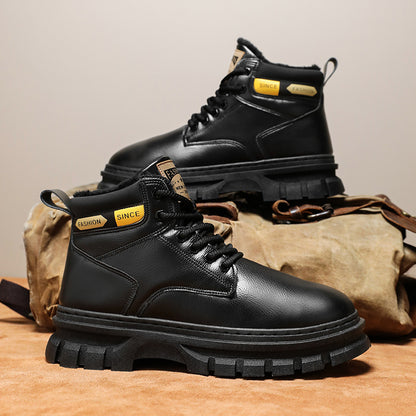 Men'S High-Top Winter Snow Boots - Heavy-Duty Thermal Insulated Cold Weather Boots with Lace-Up Closure, Non-Slip Rubber Sole - Brown - for Hiking, Outdoor