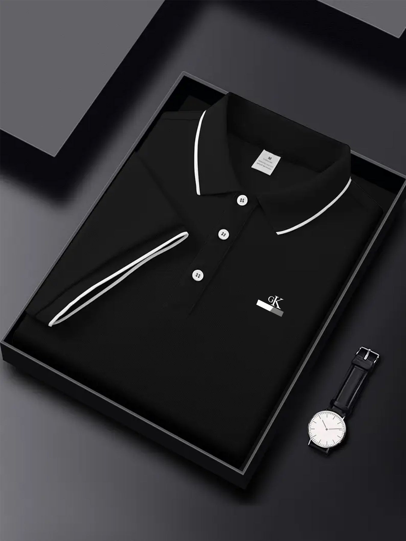 Y1013.46-30.48 cm Black, Navy Blue, Pink, And Beige, Featuring CKZM Graphic Prints, High-End Breathable Golf Shirts, Men'S Tops, Casual V-Neck T-Shirts for Men, Summer Short Sleeves, Men'S POLO Shirts, Men'S Clothing, with a - ayq