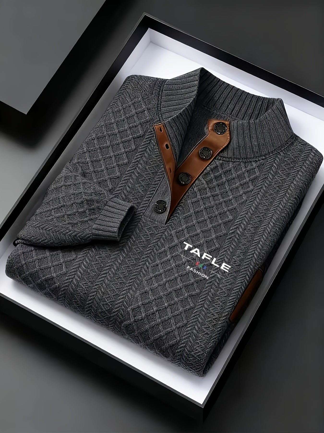 Milan High-Quality New Luxury Men'S Stand-Up Collar Jacquard Knitted Sweater, Casual Long-Sleeve Jacquard Golf Shirt