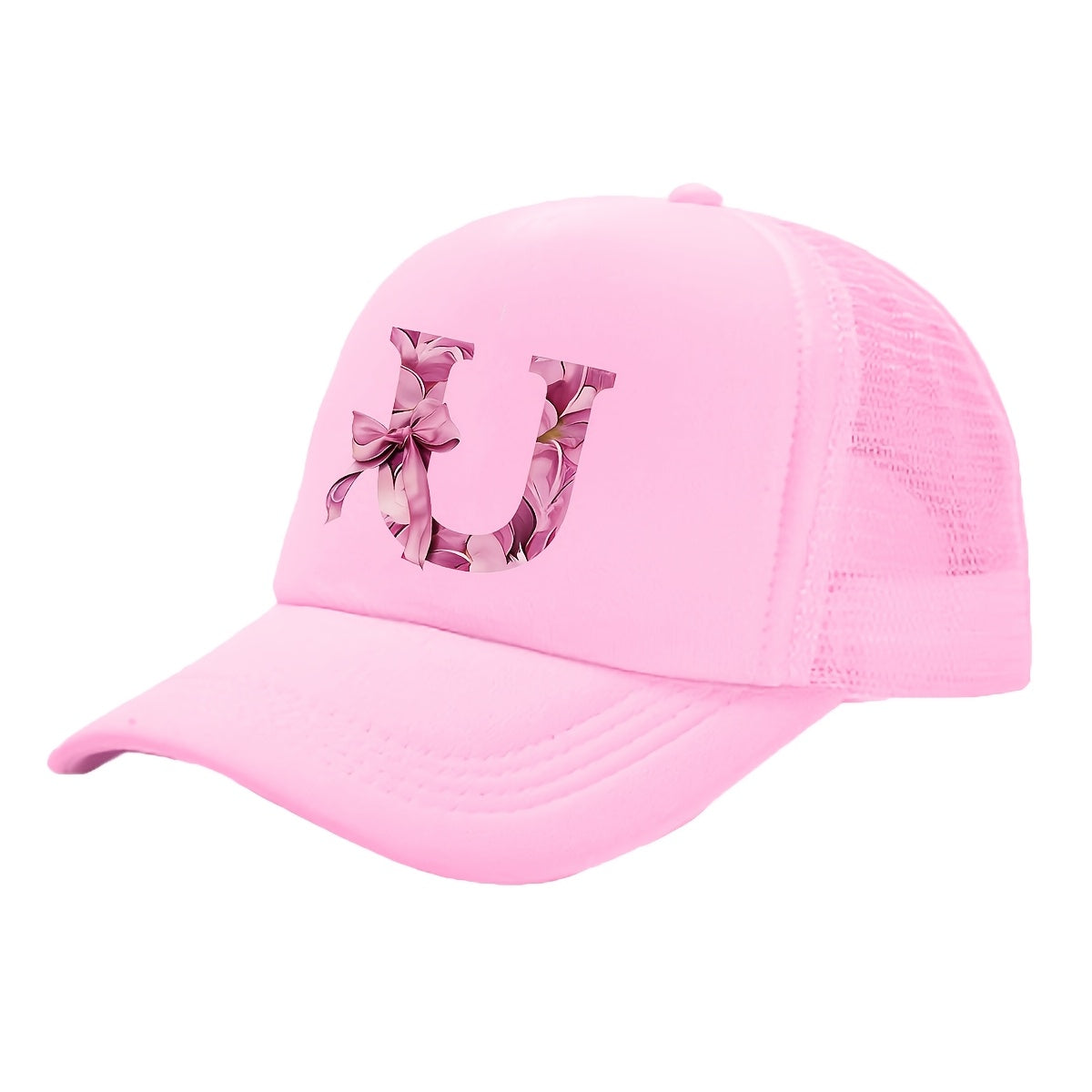 Kids Pink Mesh Bowknot Baseball Cap Breathable Lightweight