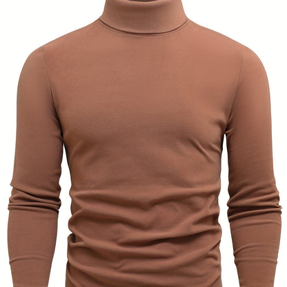 Casual Solid Men's Autumn And Winter Turtleneck Long-sleeved Fit T-shirt